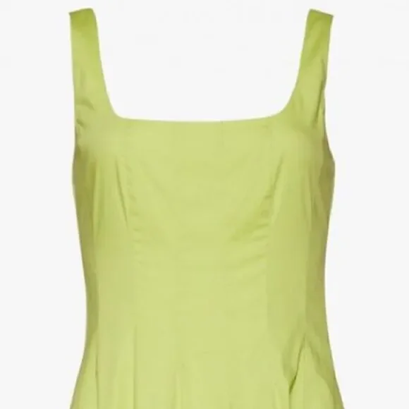 NWT STAUD WELLS midi dress, light green, stretch cotton Size 12 - Picture 8 of 12